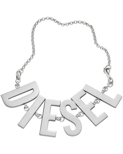 DIESEL Dx1478 Logo-lettering Necklace - White