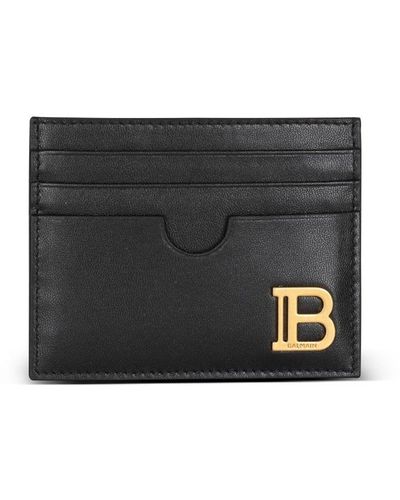 Balmain Logo-plaque Leather Card Holder - Black