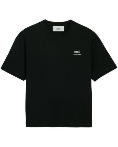 Ami Paris T Shirt In Cotone Biologico - Nero