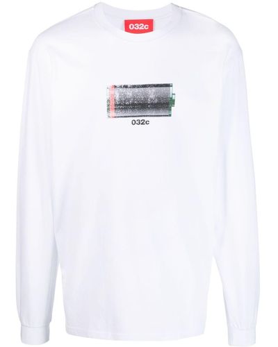 032c Long-sleeve Organic-cotton T-shirt - White
