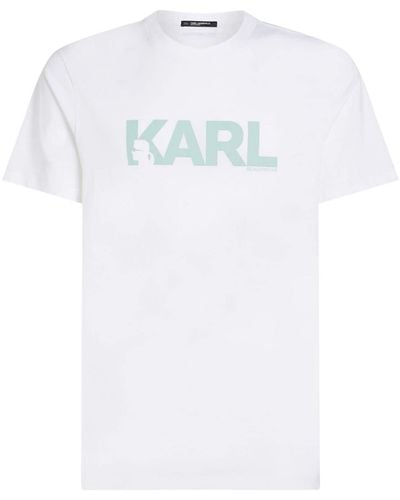 Karl Lagerfeld Logo-print Organic-cotton T-shirt - White