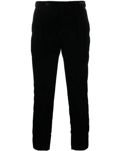 Saint Laurent Pantalon en velours à coupe courte - Noir