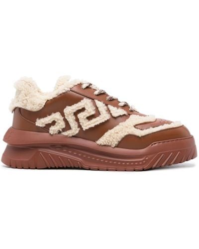 Versace Greca Odissea Shearling Trainers - Brown