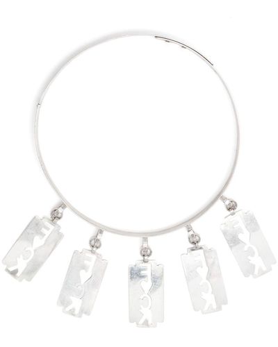 Natasha Zinko Blades Choker Necklace - White