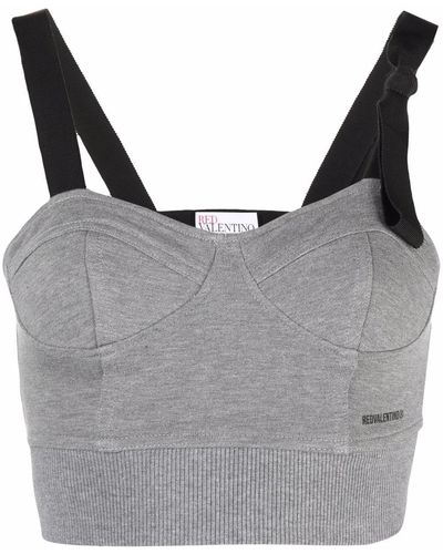 RED Valentino Cropped Bustier Top - Gray