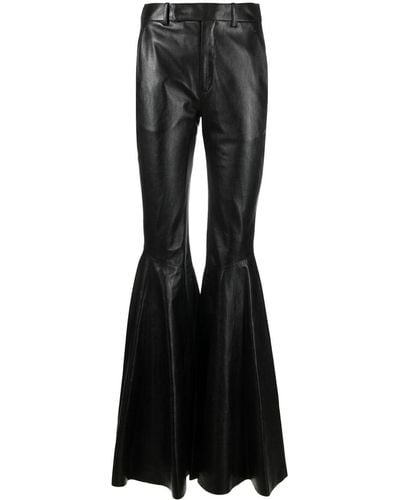 Saint Laurent Flared Leather Pants - Black