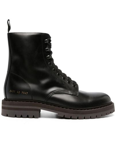 Common Projects Leather Combat Boots - Black