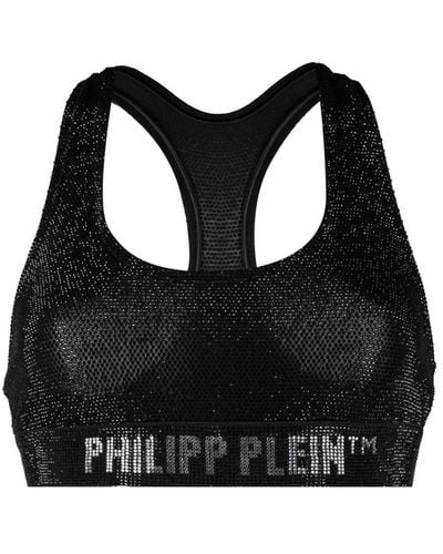 Philipp Plein Sujetador deportivo con apliques de cristales - Negro