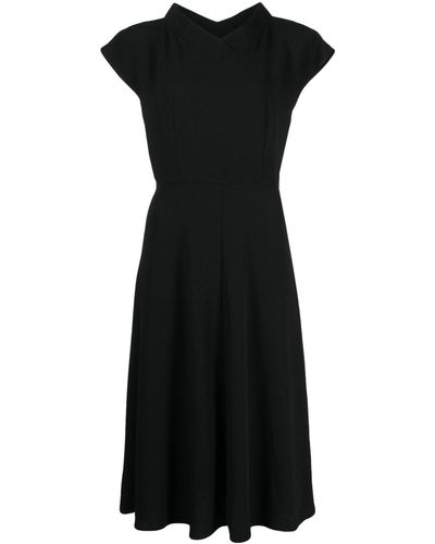 agnès b. V-neck Flared Midi Dress - Black