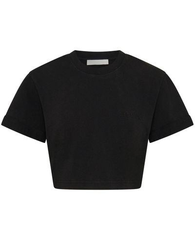 Dion Lee Camiseta corta con logo en relieve - Negro