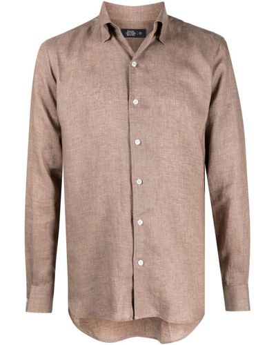 MAN ON THE BOON. Long-sleeve Hemp Shirt - Brown