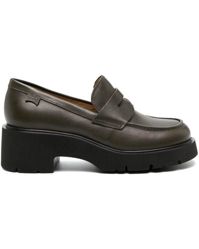 Camper Milah Block-heel Leather Loafers - Black