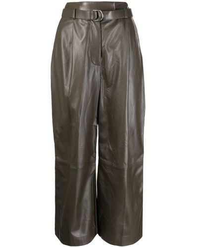 Altuzarra Pantalon en cuir Albany à coupe courte - Gris