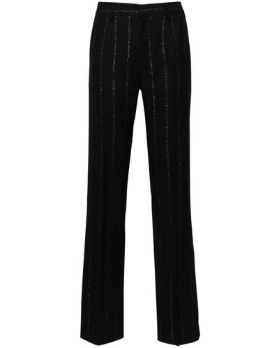 Alessandra Rich Lurex Pinstriped Trousers - Black