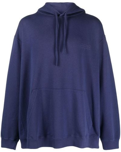 MM6 by Maison Martin Margiela Logo Embroidered Cotton Hoodie - Blue