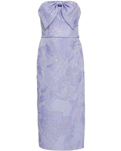 Amsale Floral-jacquard Midi Dress - Purple