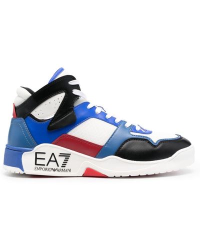 EA7 Colour-block High-top Trainers - Blue