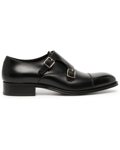 Tom Ford Claydmon Leather Monk Shoes - Black