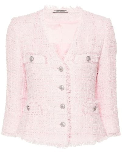 Tagliatore Crossover-neck Tweed Blazer - Pink
