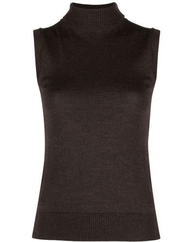 Sportmax Roll-neck Sleeveless Knit Top - Black