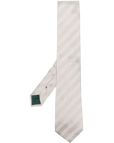 Paul Smith Tone-on-tone Diagonal-stripe Silk Tie - White