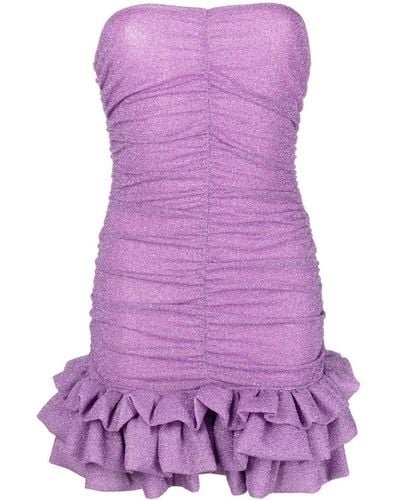 Amen Ruffle-detail Gathered Dress - Purple