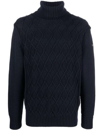 Paul & Shark Cable-knit Virgin Wool Sweater - Blue