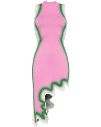 Ph5 Brooklyn Wave-print Asymmetric-hem Dress - Pink