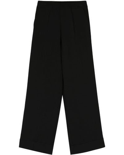 Mrz Mid-rise Knitted Palazzo Trousers - Black