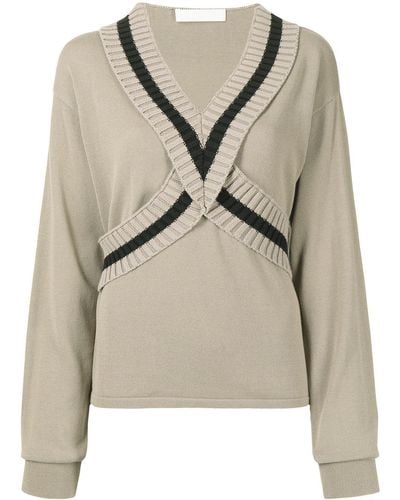 Dion Lee Ribbed V-neck Sweater - Natural