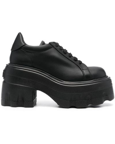 Casadei 110mm High-heel Leather Sneakers - Black