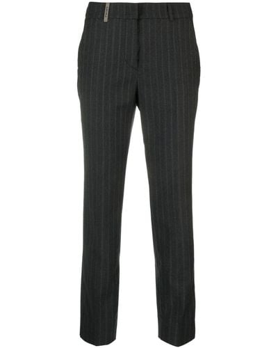 Peserico Pantalon de tailleur slim à fines rayures - Noir