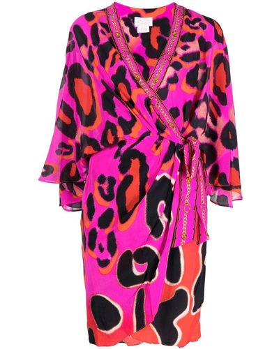 Camilla Leopard-print Wrap Dress - Pink