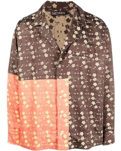 Siedres Flower-embroidery Long-sleeved Shirt - Brown