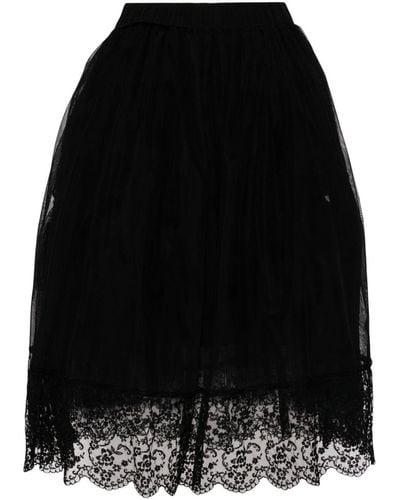 Simone Rocha Lace-trim Tulle Midi Skirt - Black