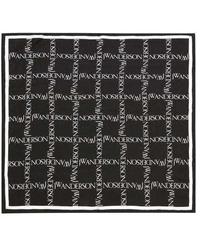JW Anderson Logo-print Silk Scarf - Black