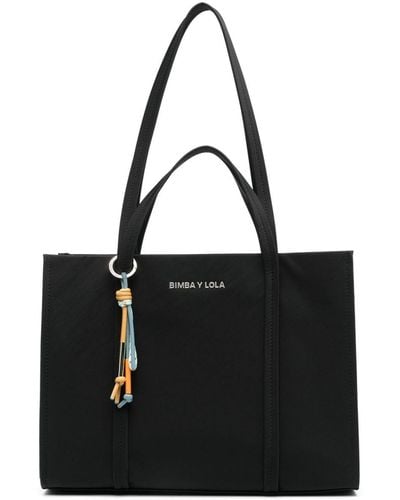 Bimba Y Lola Large Logo-lettering Tote Bag - Black