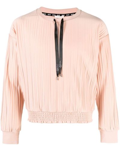 Liu Jo Pleated Drawstring Sweatshirt - Pink