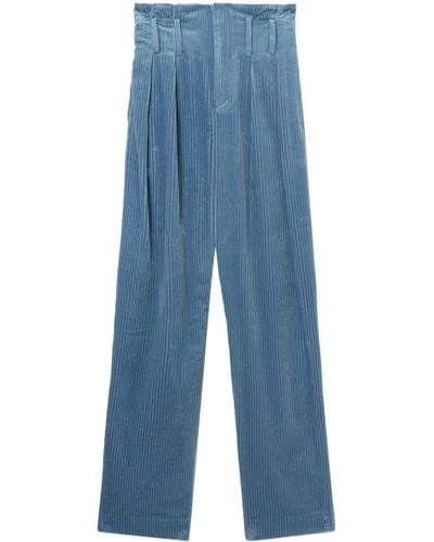 IRO Pantalon en velours côtelé à taille haute - Bleu