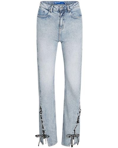 Karl Lagerfeld High-rise Lace-up Jeans - Blue