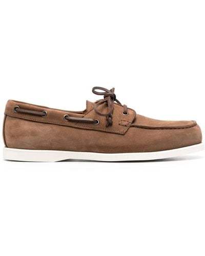 Canali Lace-up Suede Loafers - Brown