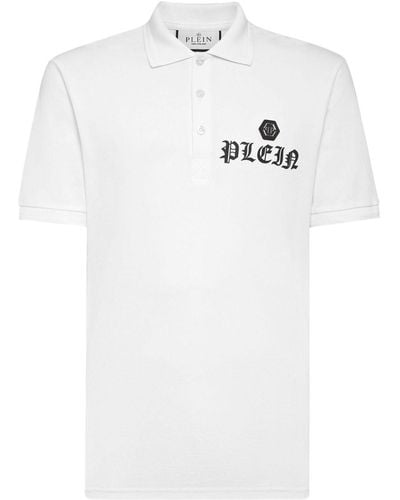 Philipp Plein Logo-print Cotton Polo Shirt - White