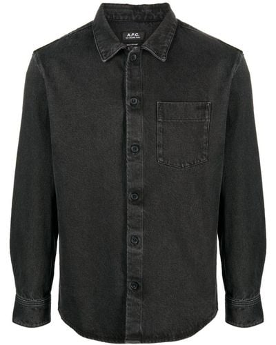 A.P.C. Button-up Cotton Shirt - Black