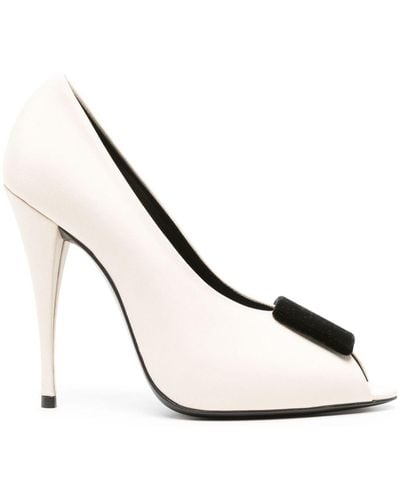 Saint Laurent 115mm Silk-satin Court Shoes - White