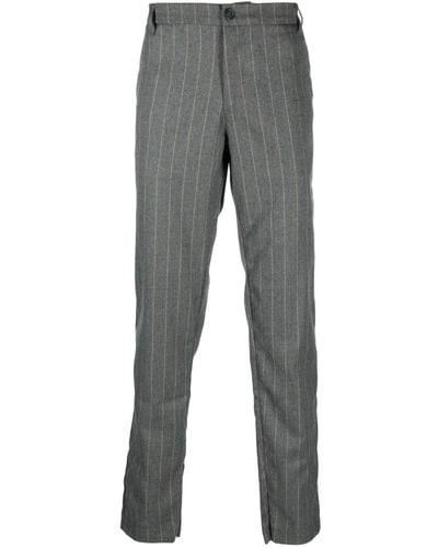 FAMILY FIRST Slim-cut Pinstripe-pattern Pants - Grey