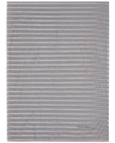 Giorgio Armani Striped Silk Scarf - Gray