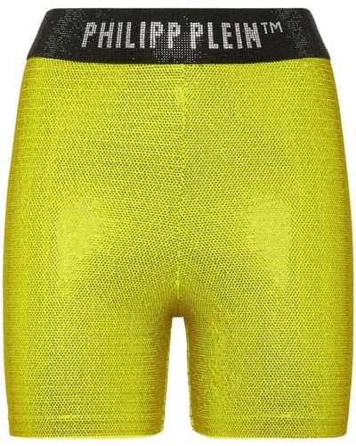 Philipp Plein Logo-waistband Rhinestone Shorts - Green