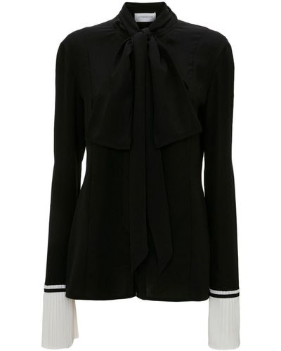 Victoria Beckham Pleat-detail Silk Blouse - Black