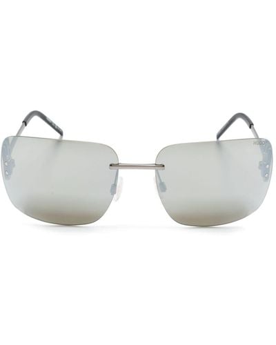 HUGO Gafas de sol con montura rectangular y logo - Gris