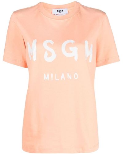 MSGM T-shirt Met Logoprint - Roze